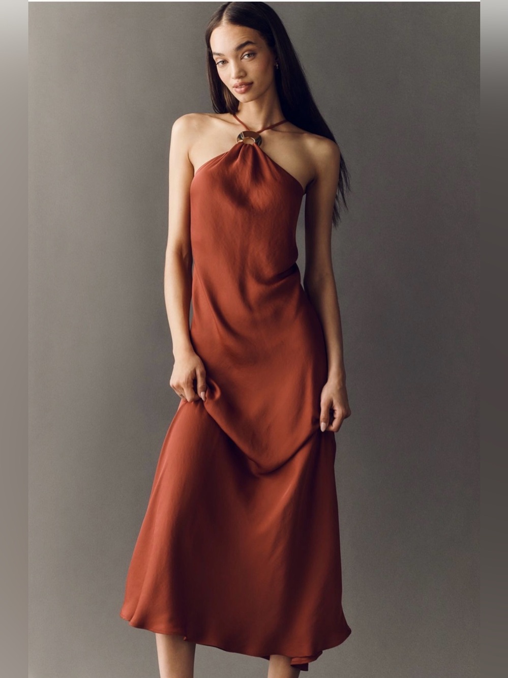 Anthropologie Veda Halter Slip Midi Dress
